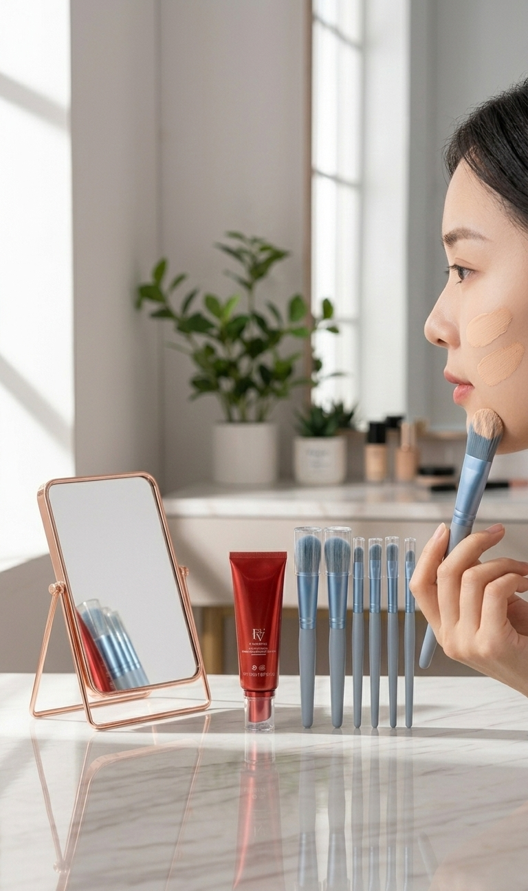 Ivory Shade FV Foundation With 8 Pcs Makeup Brush Set