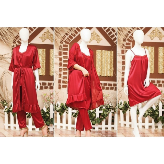 3-Piece Silk Nightwear Set for Women