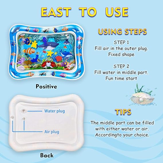 Inflatable Leakproof Tummy Time Water Mat for Kids