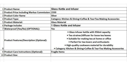 Infuser Glass Tea Jug with Stainless Steel