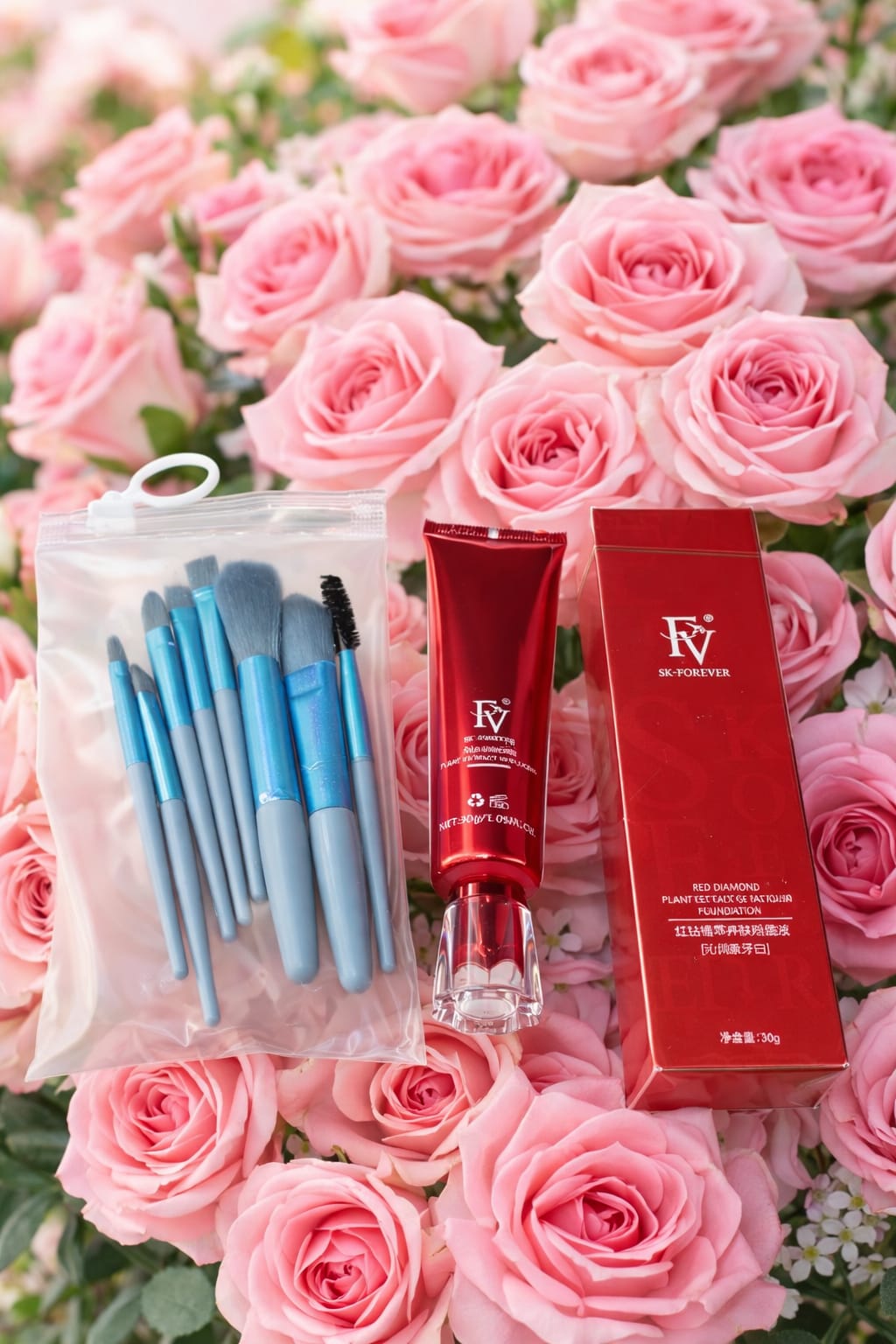 Ivory Shade FV Foundation With 8 Pcs Makeup Brush Set