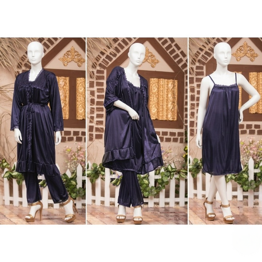 3-Piece Silk Nightwear Set for Women